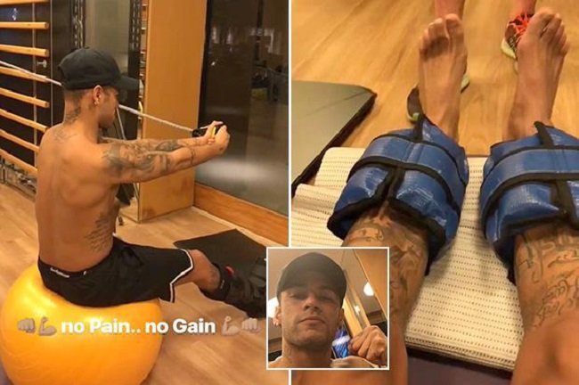 Ngay cả khi bị trấn thương, Neymar cũng không quên tới phòng gym luyện tập.&nbsp;