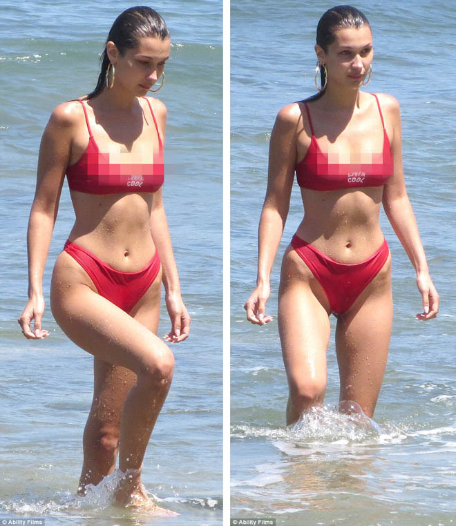 Hot girl Hollywood mặc bikini không lót khi xuống nước - 1