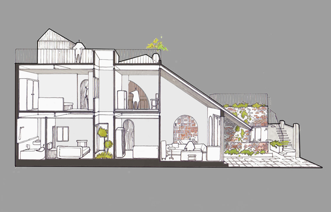 Bản vẽ mặt trái căn nhà