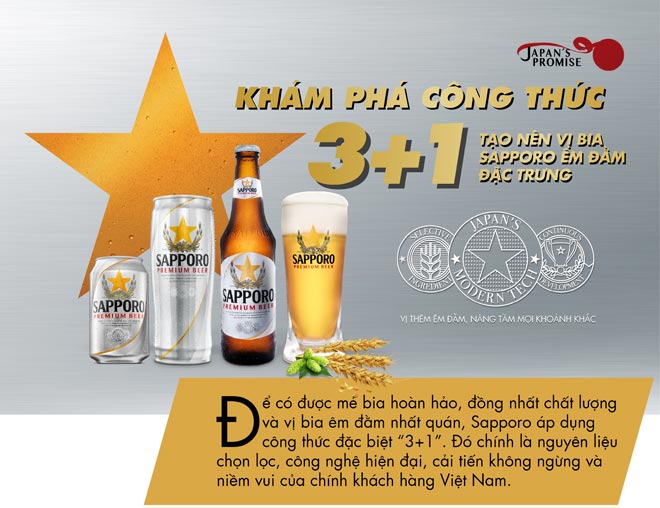 Khám phá công thức 3 + 1 tạo nên vị bia Sapporo êm đằm đặc trưng - 1
