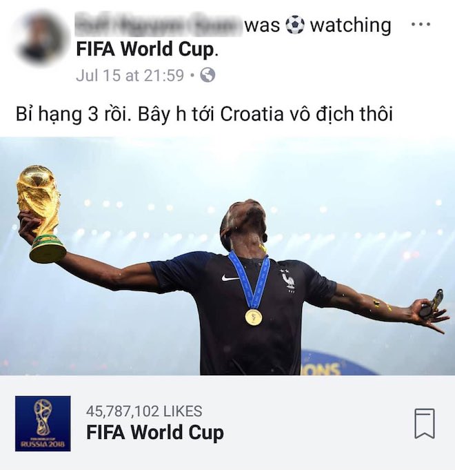 Dân mạng chúc mừng Pháp vô địch World Cup 2018, tiếc cho Croatia - 1