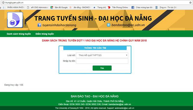 ĐH Đà Nẵng công bố điểm trúng tuyển năm 2018 - 5