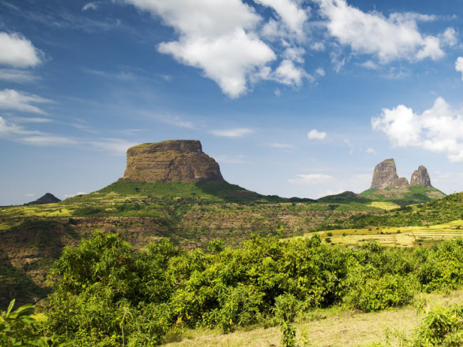 Dãy núi Simien, Ethiopia: Vườn quốc gia núi Simien được UNESCO công nhận là di sản thế giới và là địa điểm du lịch khám phá hấp dẫn nhất ở Ethiopia.&nbsp; Phong cảnh ở đây rất hùng vỹ cùng nhiều loài động vật hoang dã quý hiếm như khỉ, sói, chim,…