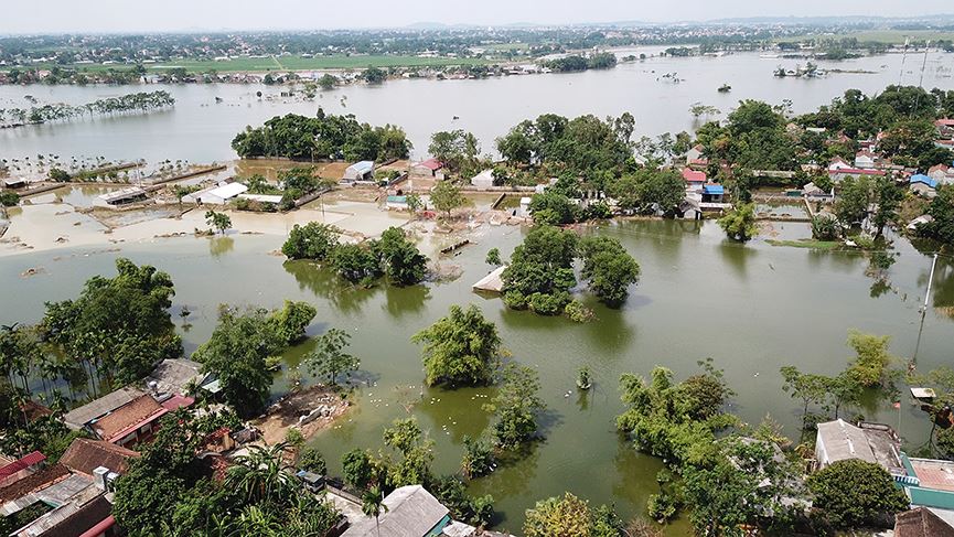 Toàn cảnh vùng trũng ngập huyện Chương Mỹ nhìn từ trên cao - 14