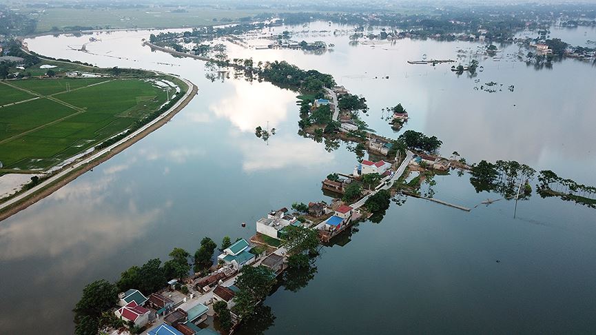 Toàn cảnh vùng trũng ngập huyện Chương Mỹ nhìn từ trên cao - 4