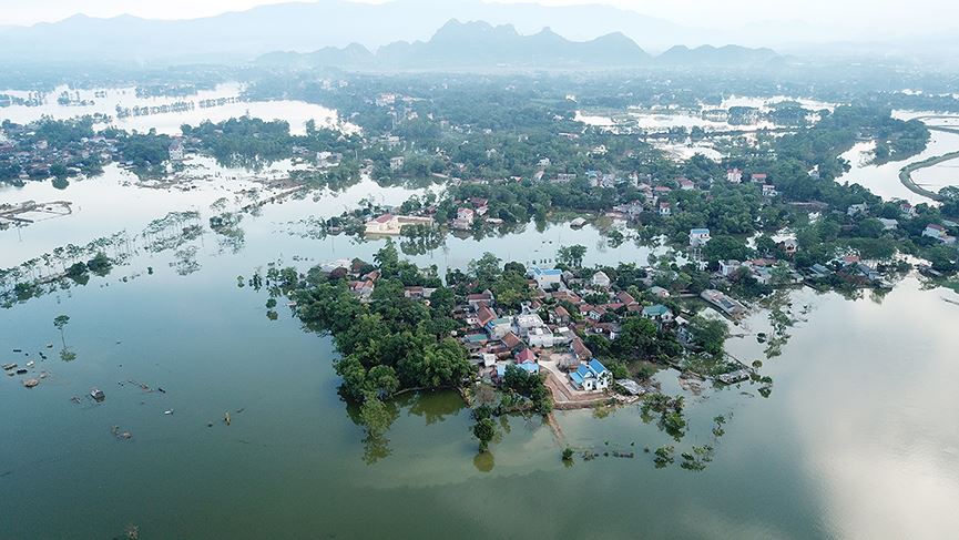 Toàn cảnh vùng trũng ngập huyện Chương Mỹ nhìn từ trên cao - 5