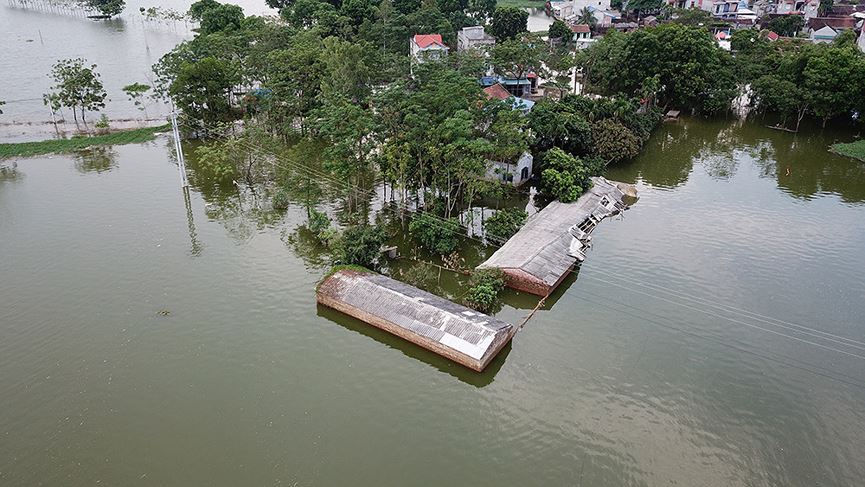 Toàn cảnh vùng trũng ngập huyện Chương Mỹ nhìn từ trên cao - 6