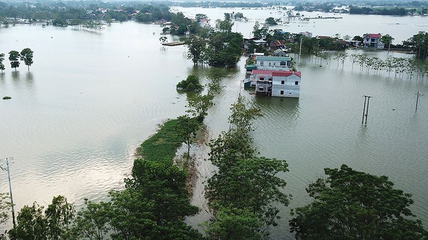 Toàn cảnh vùng trũng ngập huyện Chương Mỹ nhìn từ trên cao - 7