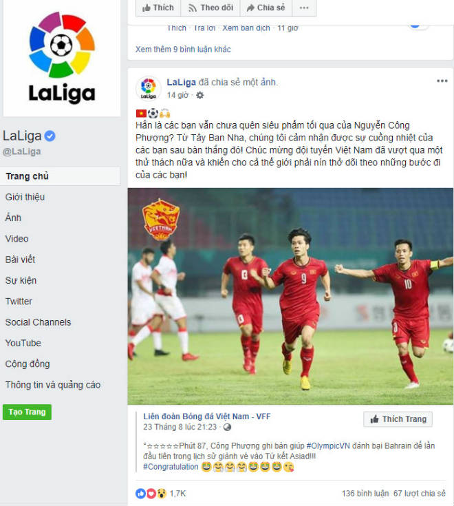 Tin HOT bóng đá tối 25/8: Công Phượng xuất hiện trên facebook La Liga - 1