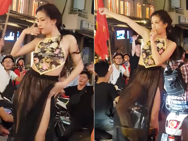 Phẫn nộ cô gái nhảy sexy giữa đường mừng ĐT Việt Nam vào bán kết ASIAD - 1