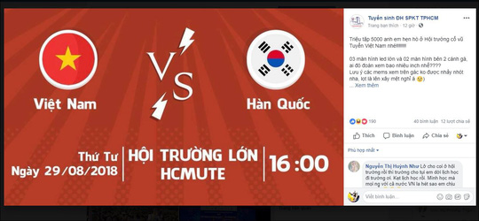 Trường ĐH yêu cầu sinh viên ăn mặc lịch sự, không quá khích khi xem Olympic Việt Nam - Hàn Quốc - 2