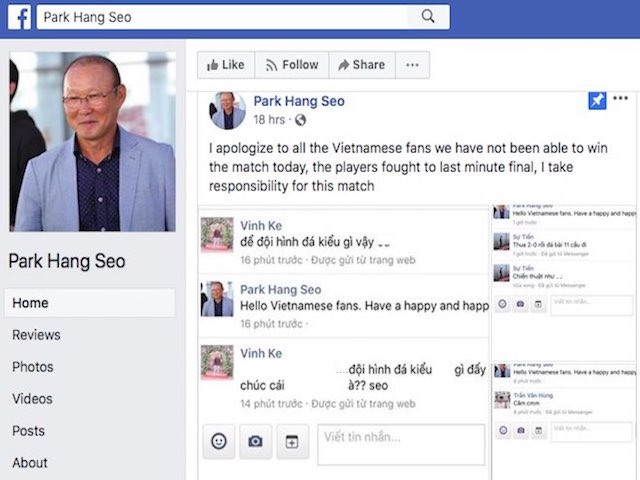 CĐV U23 Việt Nam “dậy sóng” trên fanpage giả mạo ông Park Hang Seo