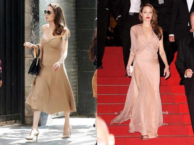 Học Angelina Jolie cách mặc màu nude sang trọng