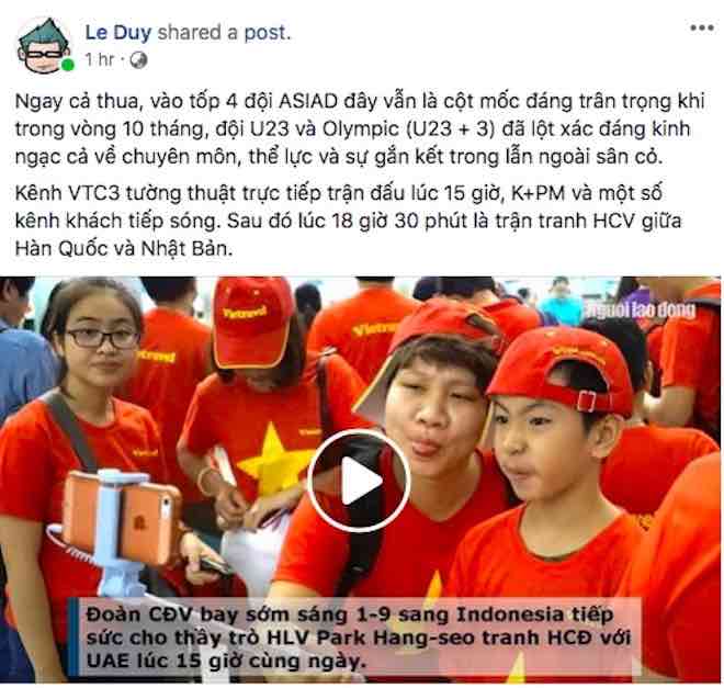 Facebook hừng hực &#34;sức nóng&#34; trước trận U23 Việt Nam tranh HCĐ tại ASIAD 18 - 6