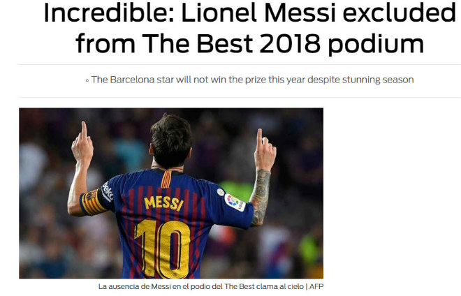 &#34;The Best&#34; hạ bệ Messi: Báo chí sốc nặng, ám chỉ FIFA thiên vị Ronaldo - 2