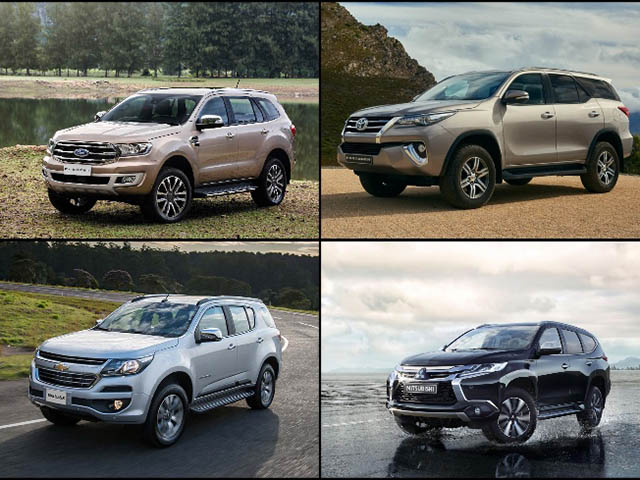 So sánh 4 SUV cỡ trung ”nổi tiếng”: Fortuner, Ford Everest, Trailblazer, Pajero Sport