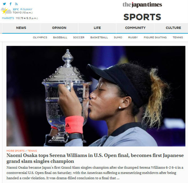 Osaka 20 tuổi hạ Serena vô địch US Open: Báo Nhật sửng sốt, tôn vinh vĩ đại - 4