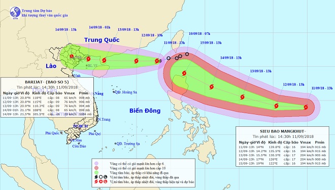 Siêu bão MANGKHUT giật cấp 16 nối đuôi bão số 5 vào Biển Đông - 1