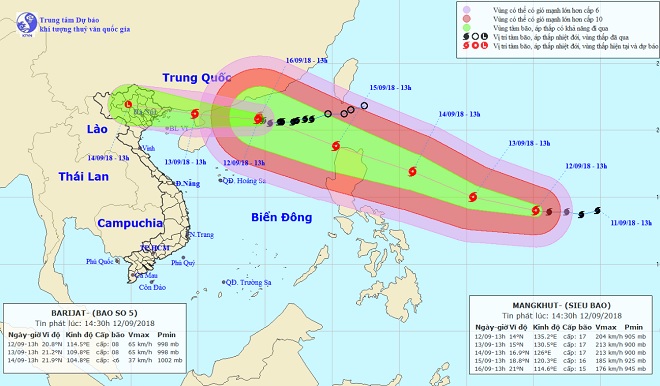 Siêu bão MANGKHUT mạnh lên cấp 17, ban hành công điện khẩn - 1