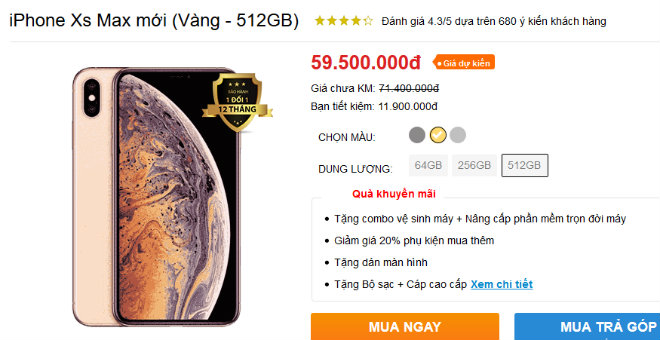 iPhone XS Max 512GB bị hét giá 59,5 triệu đồng tại Việt Nam - 1