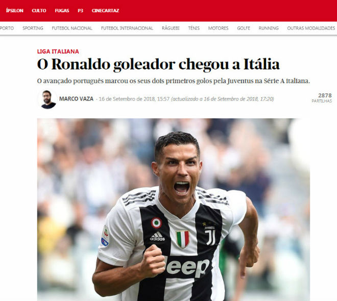 Ronaldo lập cú đúp &#34;giải khát&#34;: Báo chí ngợi ca Ronaldo còn lớn hơn cả Juventus - 1