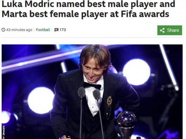 Modric đoạt FIFA The Best: ”Báo nhà” Ronaldo ngợi ca, người Pháp lo lắng