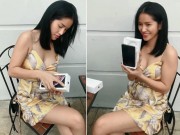 Bạn trẻ - Cuộc sống - Gái xinh đập hộp Iphone XS Max khiến người xem &quot;đứng tim&quot;