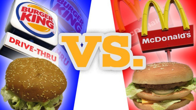 Đại chiến bánh kẹp: McDonald's và Burger King: Là kẻ “sinh sau đẻ muộn” nên Burger King luôn tìm mọi cách tạo sự chú ý với mong muốn “hạ bệ” được đối thủ lớn McDonald's.