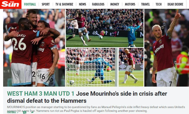 MU thảm bại: Báo Anh tuyệt vọng ngóng Mourinho &#34;bay ghế&#34; - 1