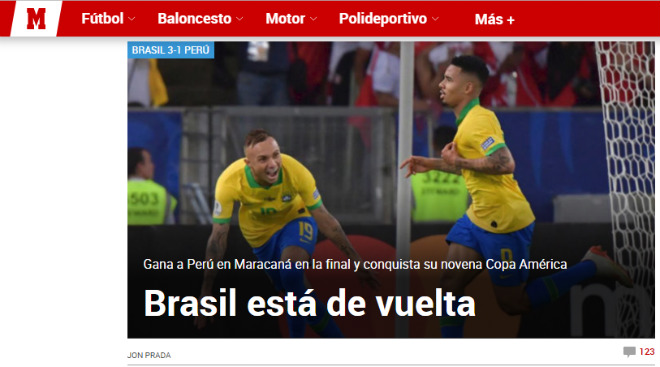 Brazil vô địch Copa America: Báo chí thế giới ngả mũ vinh quang không cần Neymar - 4