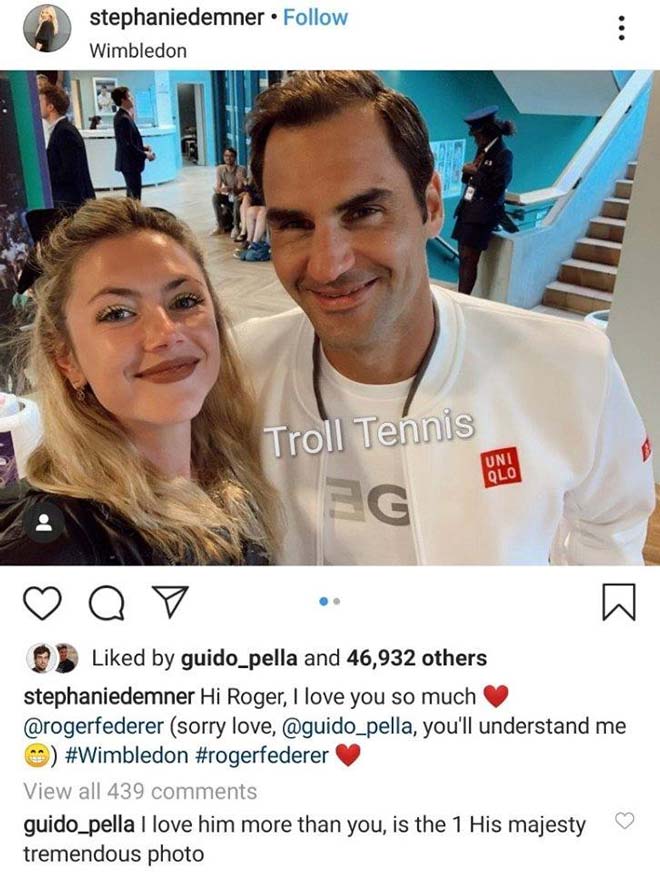 Federer được bạn gái đối thủ nói lời yêu