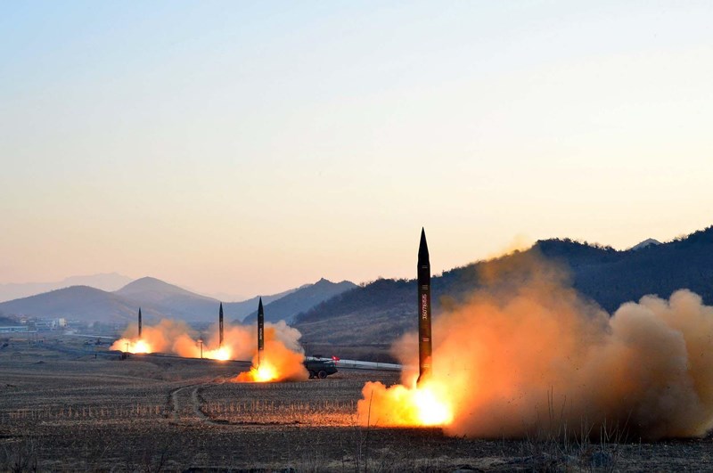 Hình ảnh một vụ tên lửa Triều Tiên được truyền thông nước này công bố hồi tháng 3-2017. Ảnh: KCNA
