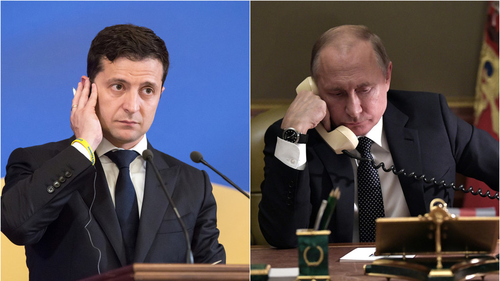 Tổng thống Nga Putin (phải) và tân Tổng thống Ukraine Zelensky vừa có cuộc điện đàm đầu tiên kể từ khi ông Zelensky đắc cử