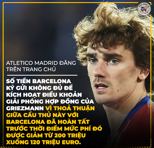 Atletico Madrid đang đòi thêm tiền của Barca.