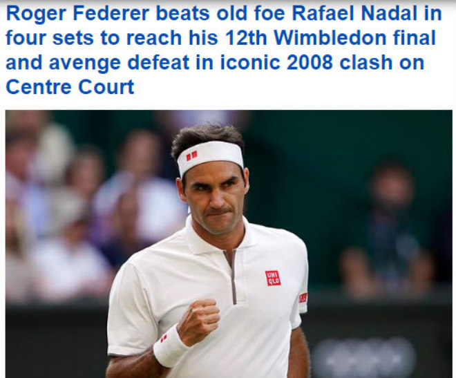 Federer trả nợ Nadal sau 11 năm, lọt vào trận chung kết Wimbledon thứ 12