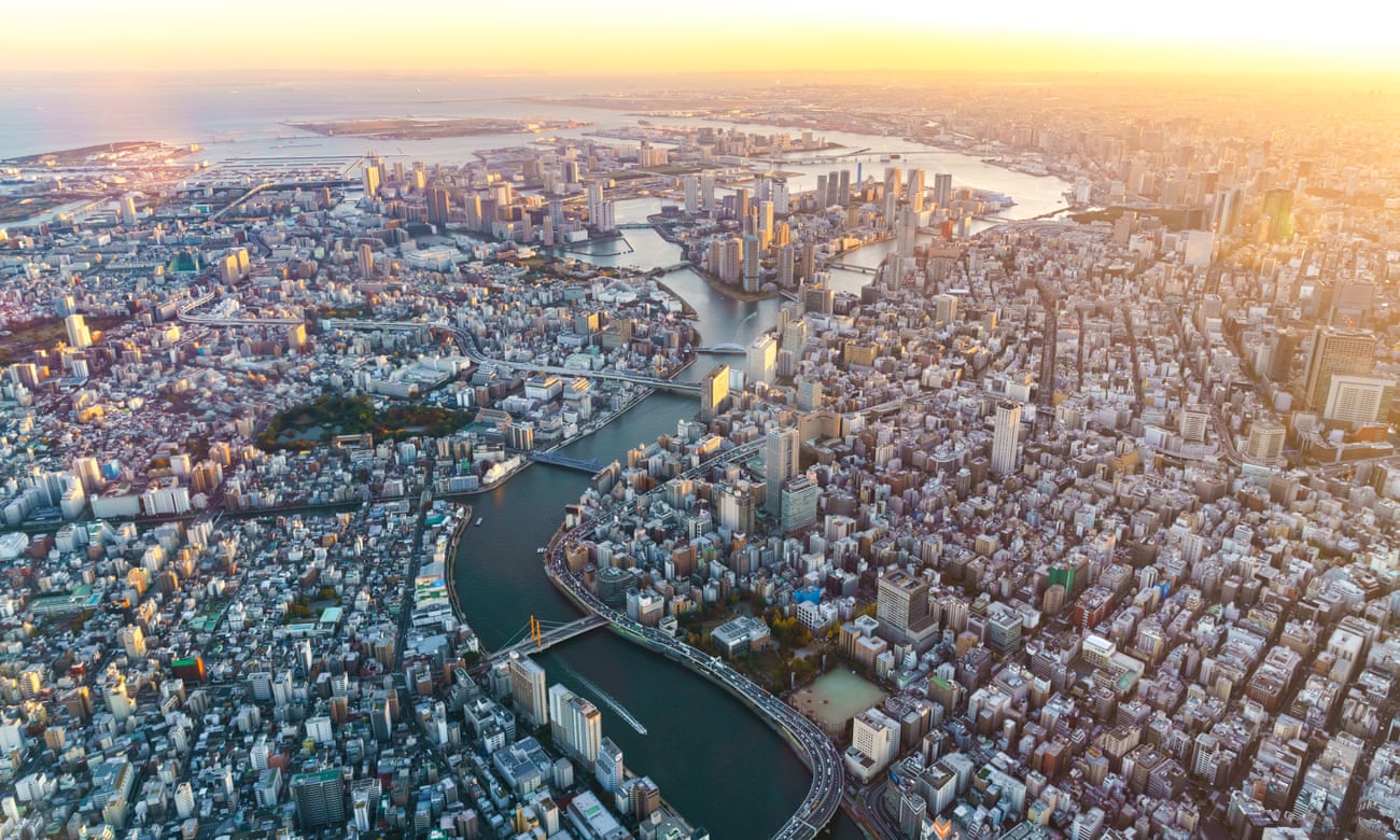 Một góc thành phố Tokyo, Nhật Bản nhìn từ trên cao.