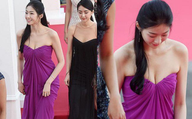 Hoa hậu Hàn Kim Soo Min cũng gây tranh cãi trên thảm đỏ Korea Drama Awards vì bộ váy quấn khăn.