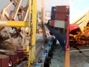 Media - Tai nạn kinh hoàng khi tàu chở container lao thẳng vào cần trục khổng lồ