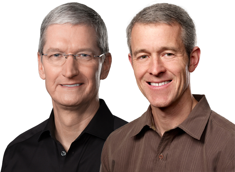 Nhiều người nói rằng Tim Cook và Jeff Williams giống nhau cả ngoại hình và tính cách. Nguồn: Bloomberg.