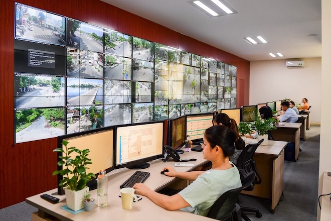 Bên trong trung tâm điều hành đô thị thông minh tại Thừa Thiên - Huế.