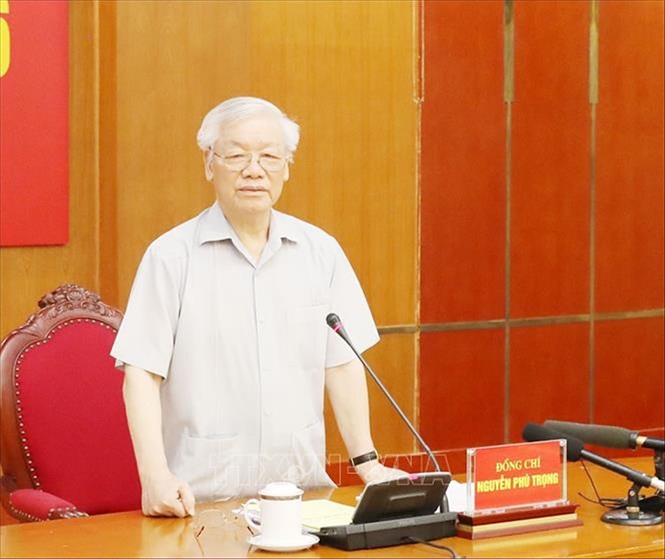 &nbsp;Tổng Bí thư, Chủ tịch nước Nguyễn Phú Trọng phát biểu tại phiên họp của Ban Chỉ đạo Trung ương về PCTN&nbsp; ảnh: TTXVN