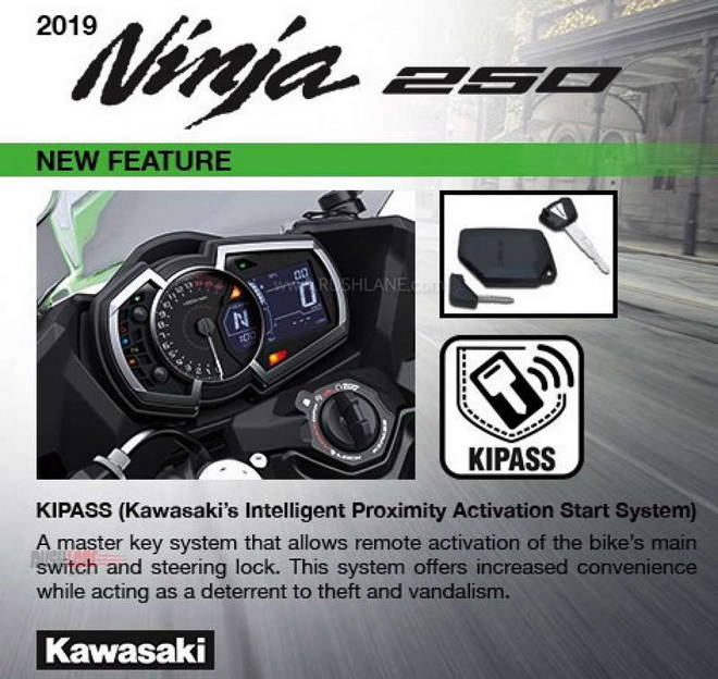 Phiên bản&nbsp;Ninja 250 2019 được trang bị chìa khóa thông minh Kipass