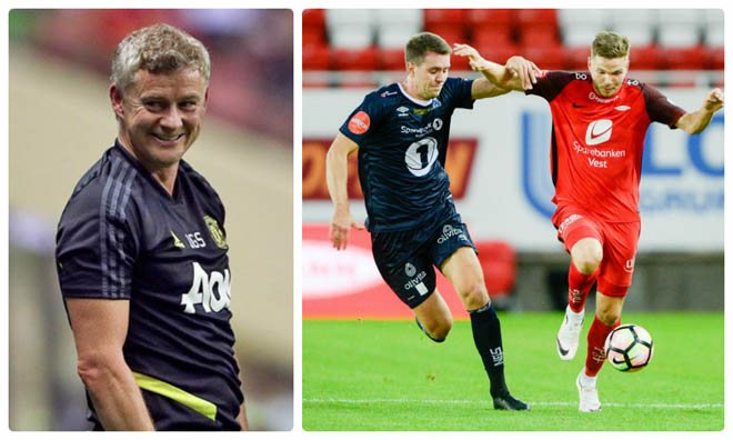 Kristiansund (áo sẫm) là CLB quê hương của&nbsp;Solskjaer&nbsp;