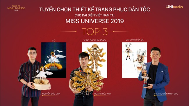 Top 3 trang phục dân tộc dành cho Hoàng Thùy mặc tại Miss Universe 2019.
