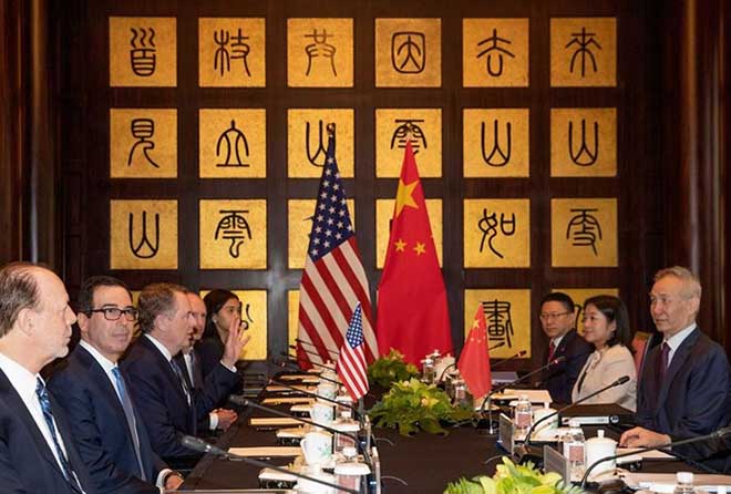 Quang cảnh cuộc đàm phán thương mại Mỹ - Trung vừa diễn ra ở Thượng Hải. (Ảnh: Bloomberg)