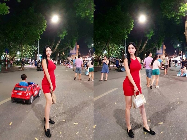 Clara Lee trên phố đi bộ Hoàn Kiếm.