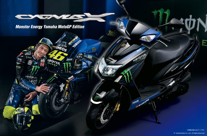 Cygnus-X&nbsp;của Yamaha đã nhận được bộ tem phong cách&nbsp;Monster Energy như tay đua&nbsp;Valentino&nbsp;Rossi