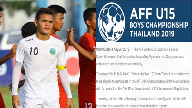 AFF kết luận Paulo Freitas đủ điều kiện để tham dự giải U15 Đông Nam Á 2019