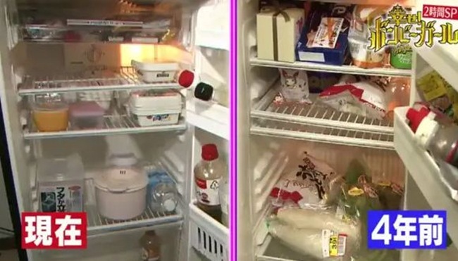 Khi mở tủ lạnh, các đồ cô mua đều là hàng giảm giá.