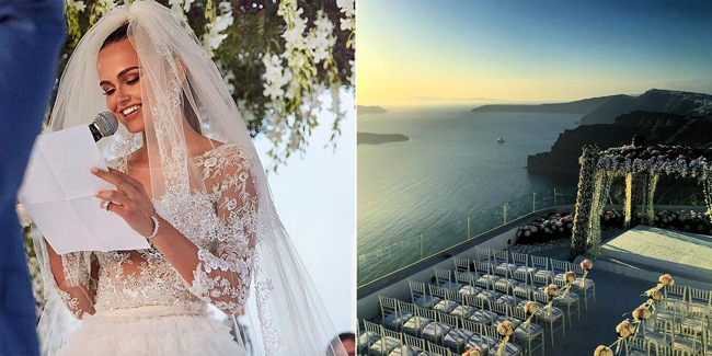 Đám cưới của hai người diễn ra gần bờ biển, tiêu tốn 25 tỷ đồng cho chi phí tiệc cưới.